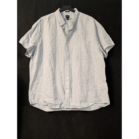 J. Crew Other - J.Crew Slim Linen Cotton Button Front Shirt XXL Blue Short Sleeve Chambray Prep